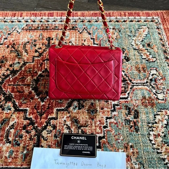 Chanel Classic Vintage Mini Red Square Flap Bag - Picture 4 of 11